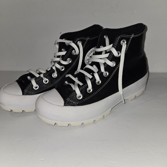 Converse Chuck All Star High Top Sneakers Black, Women's Size 7.5 Upper Leather - Picture 2 of 11